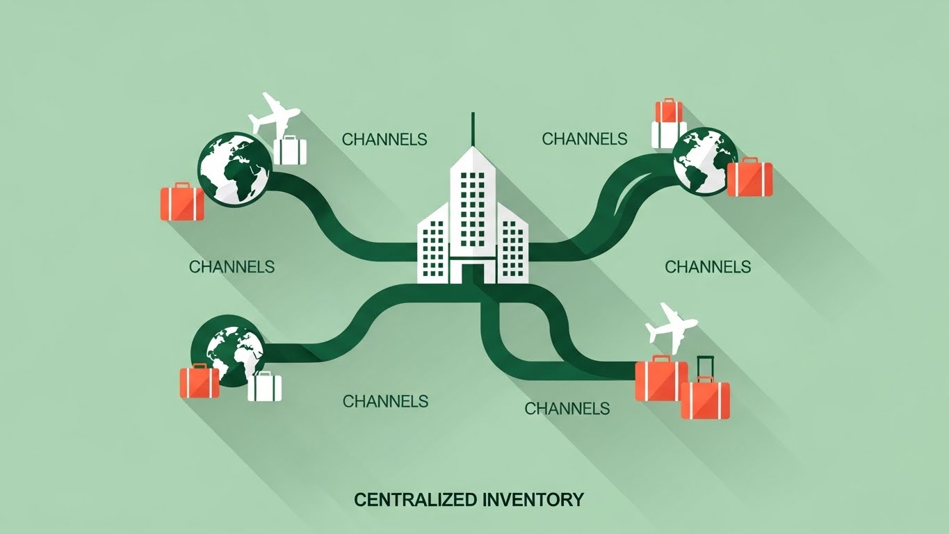 (Minimalist Flat 2D Vector): Centralized Inventory + Simplified Control Hub