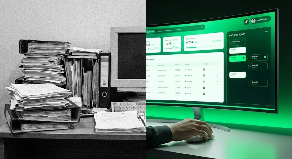 Split Screen: Binary Contrast + Accelerating digital migration