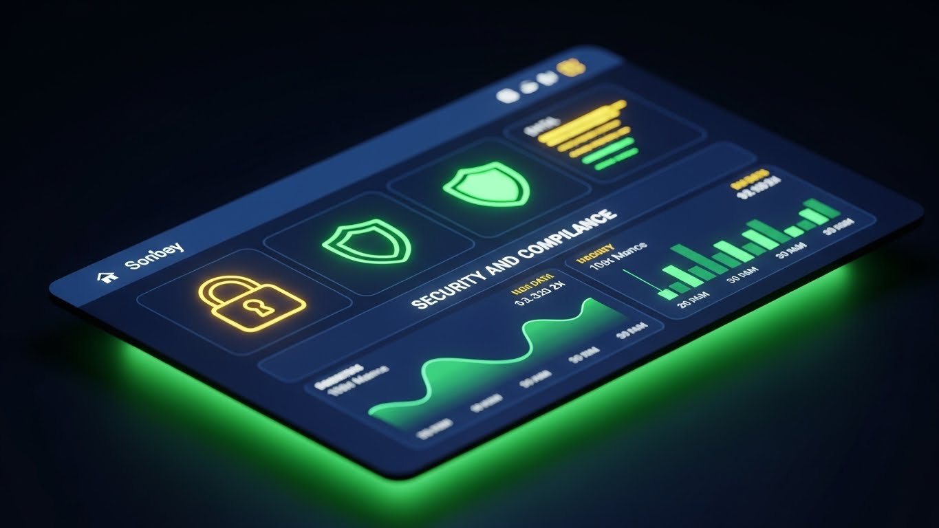 (Dark Mode UI): Neon Shielding + Enterprise Security Assurance
