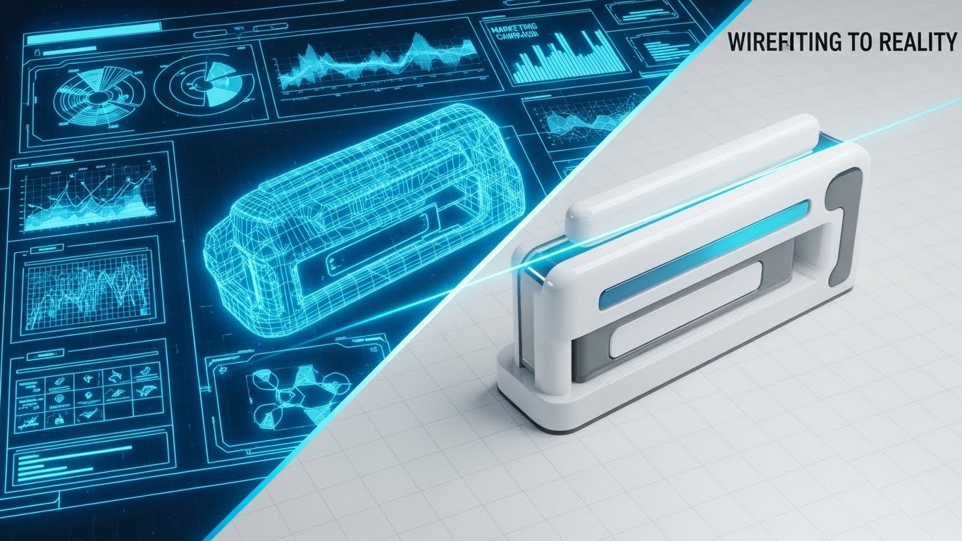 (Wireframe Transition): Blueprint Reveal + Concept to Execution