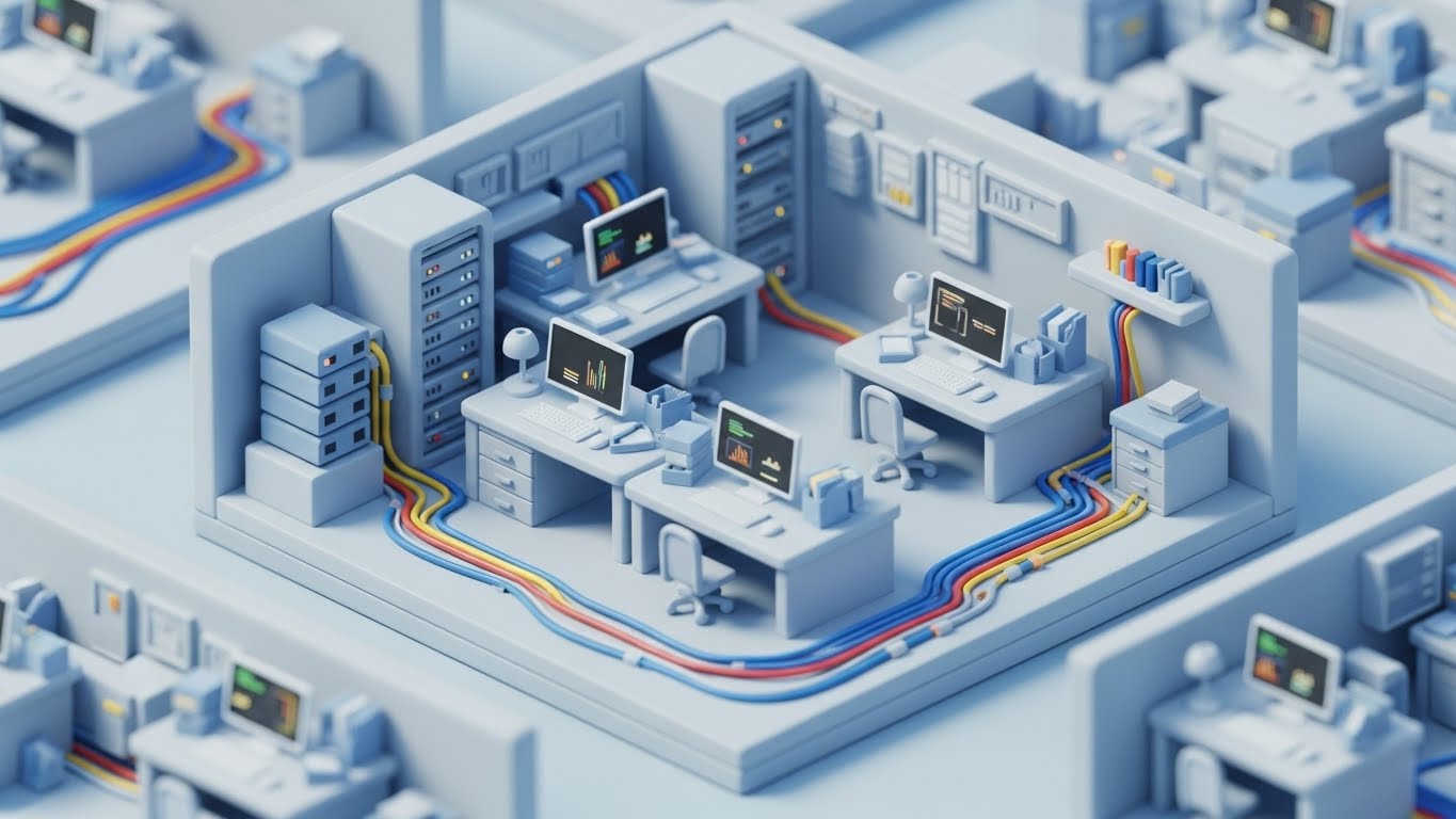 (Isometric 3D Workflow): Frictionless Implementation Ecosystem – Visualizing the organized deployment process.