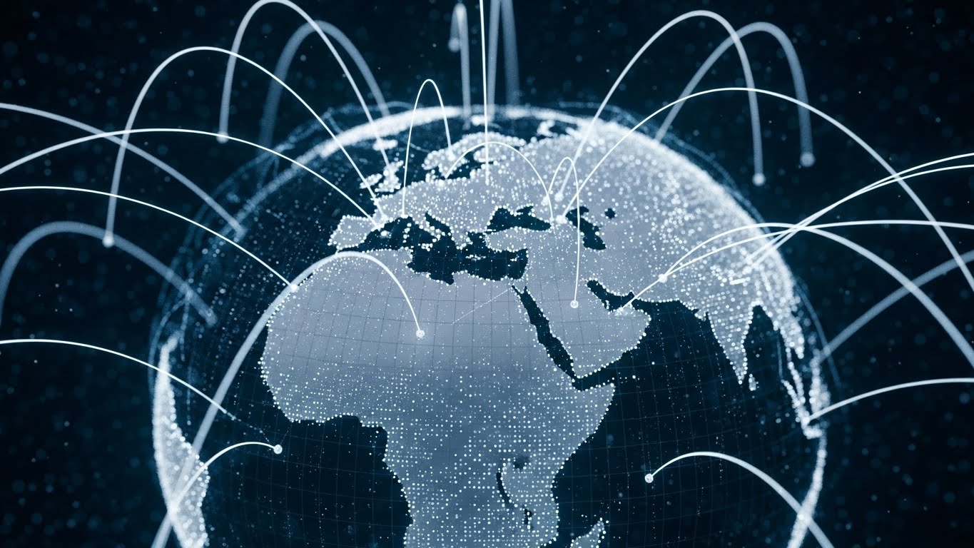 (Abstract 3D AI Visualization): Global Nodes - Multi-Property Scale