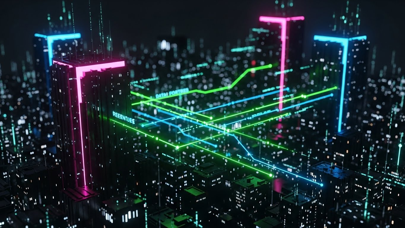 (Futuristic Neon/Dark Mode): Cyber Cities - Enterprise Revenue Management