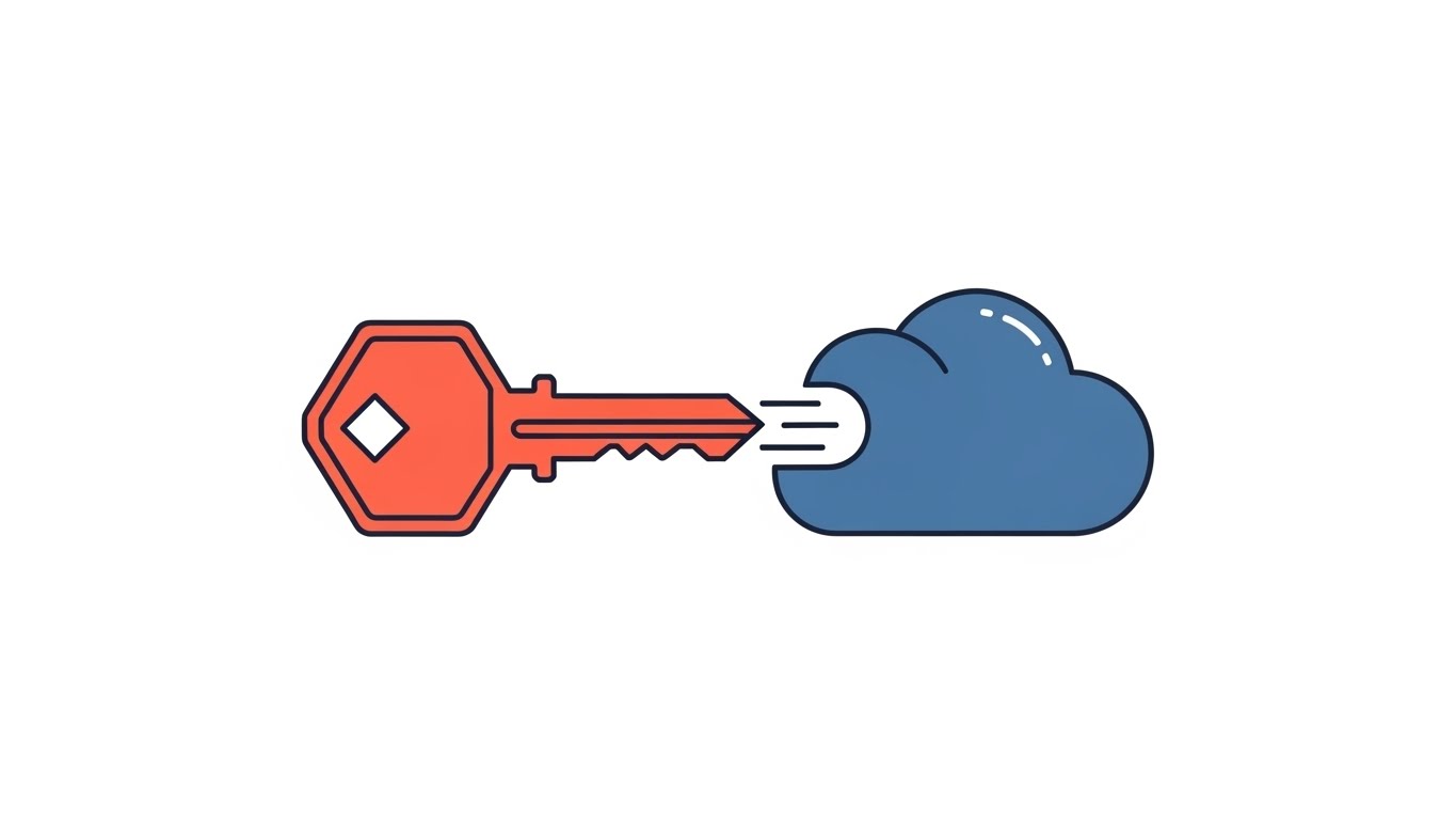 (Minimalist Flat 2D Vector): Key Morph - Seamless Digital Transition