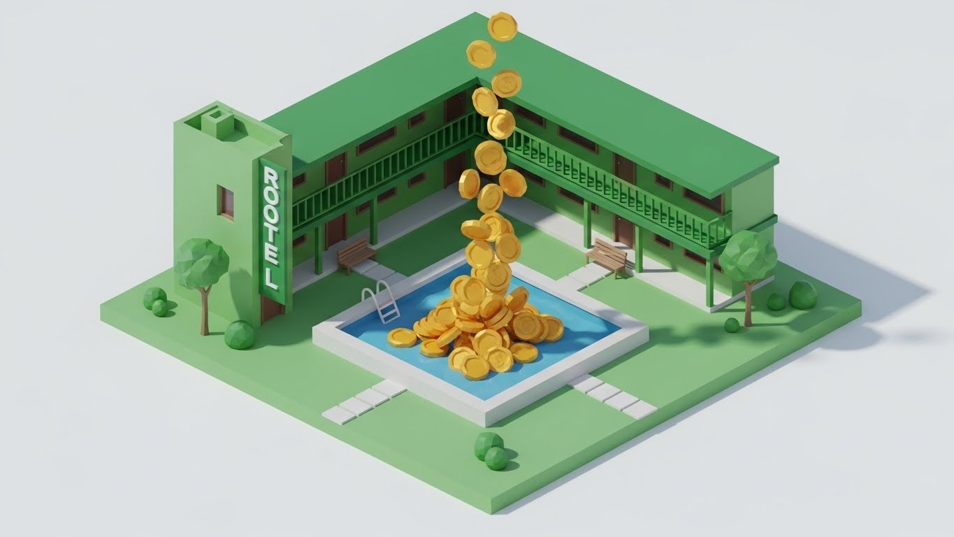 (Low-Poly 3D Modeling): Coin Cascade - Tangible ROI Flow