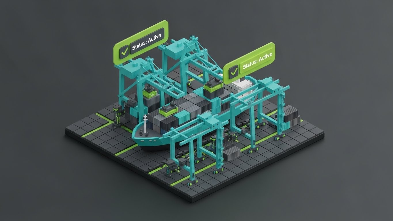 (Isometric 3D): Smart Port + Managing Operational Details