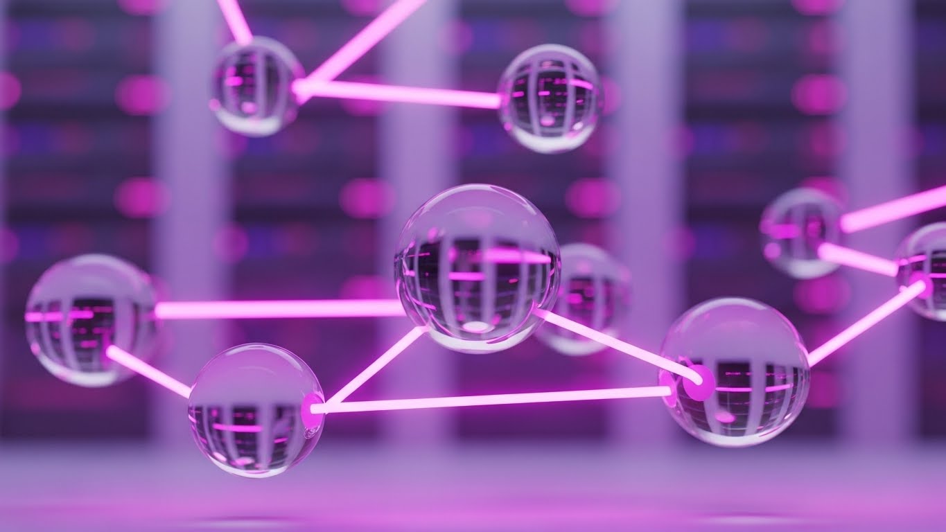 (Glassmorphism): Neon Nodes + Connecting Future Networks