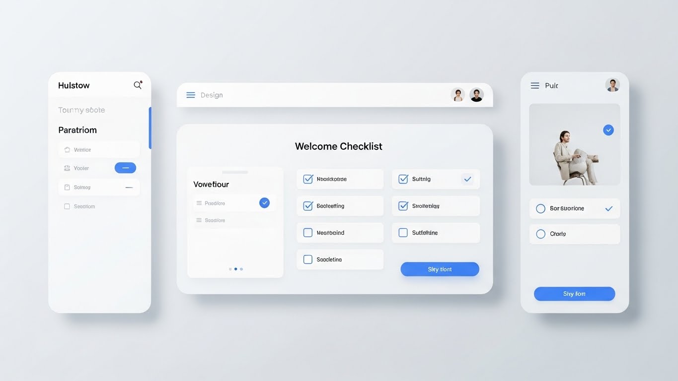 (Clean UI Workflow - Light): White Checklist for Day One Clarity