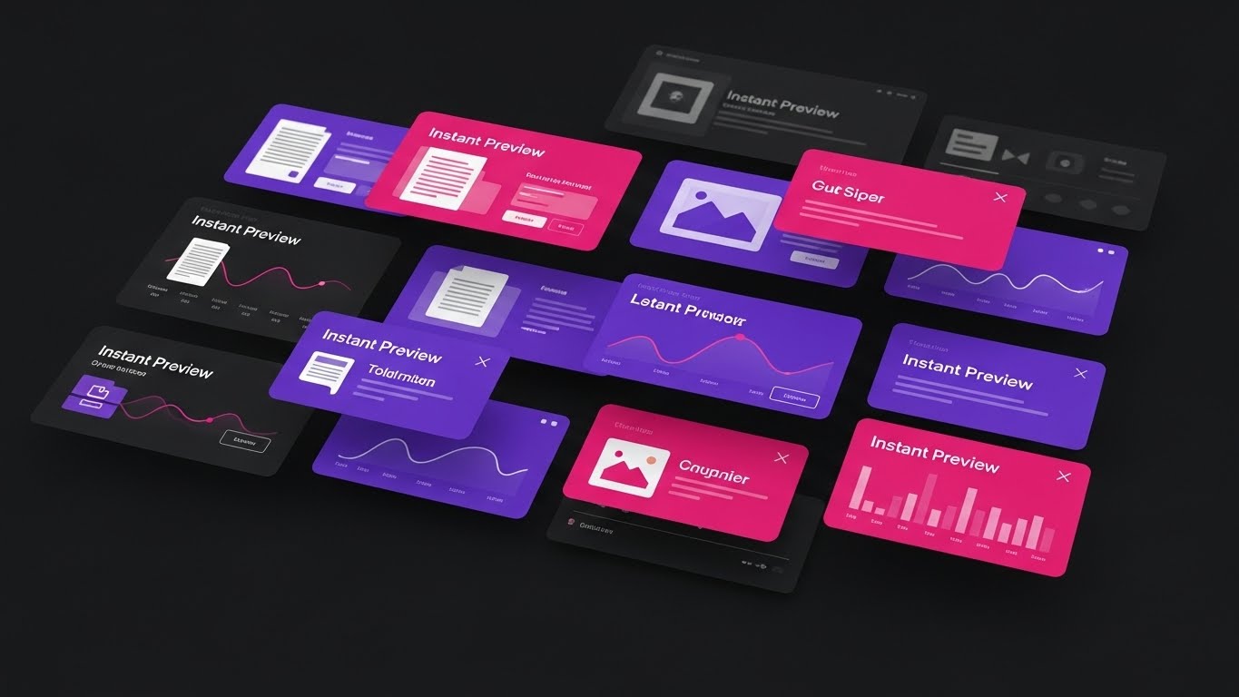 (Rapid UI Feature Montage): Floating Panels for Comprehensive Suite Power