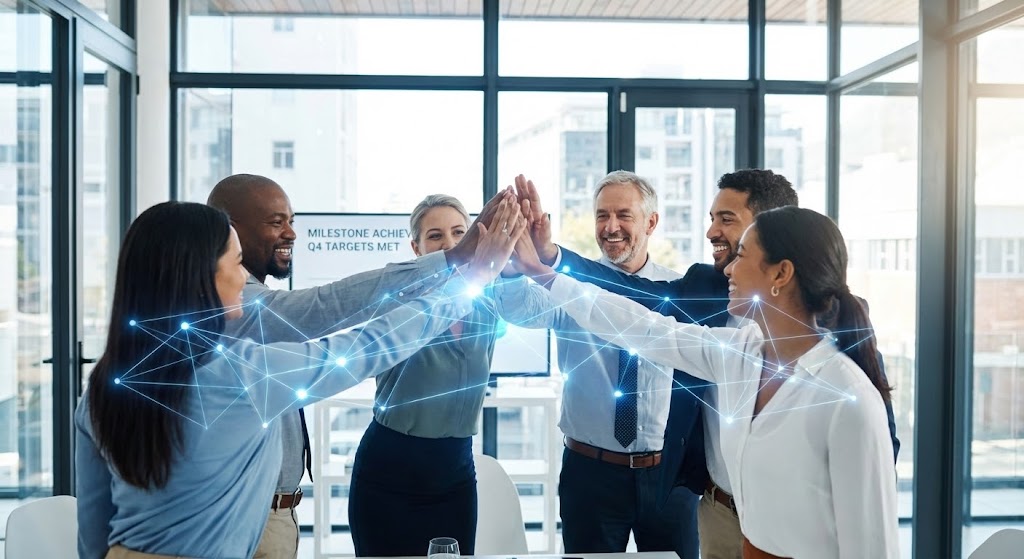 (Lifestyle Overlay): Team High-Five + Visualizing Shared Success