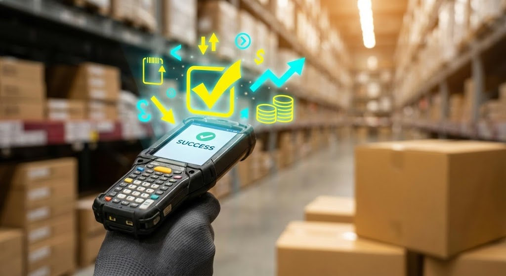 (2D Graphics Over Live Action): Gamified Scanner Reality + Validates Worker Engagement