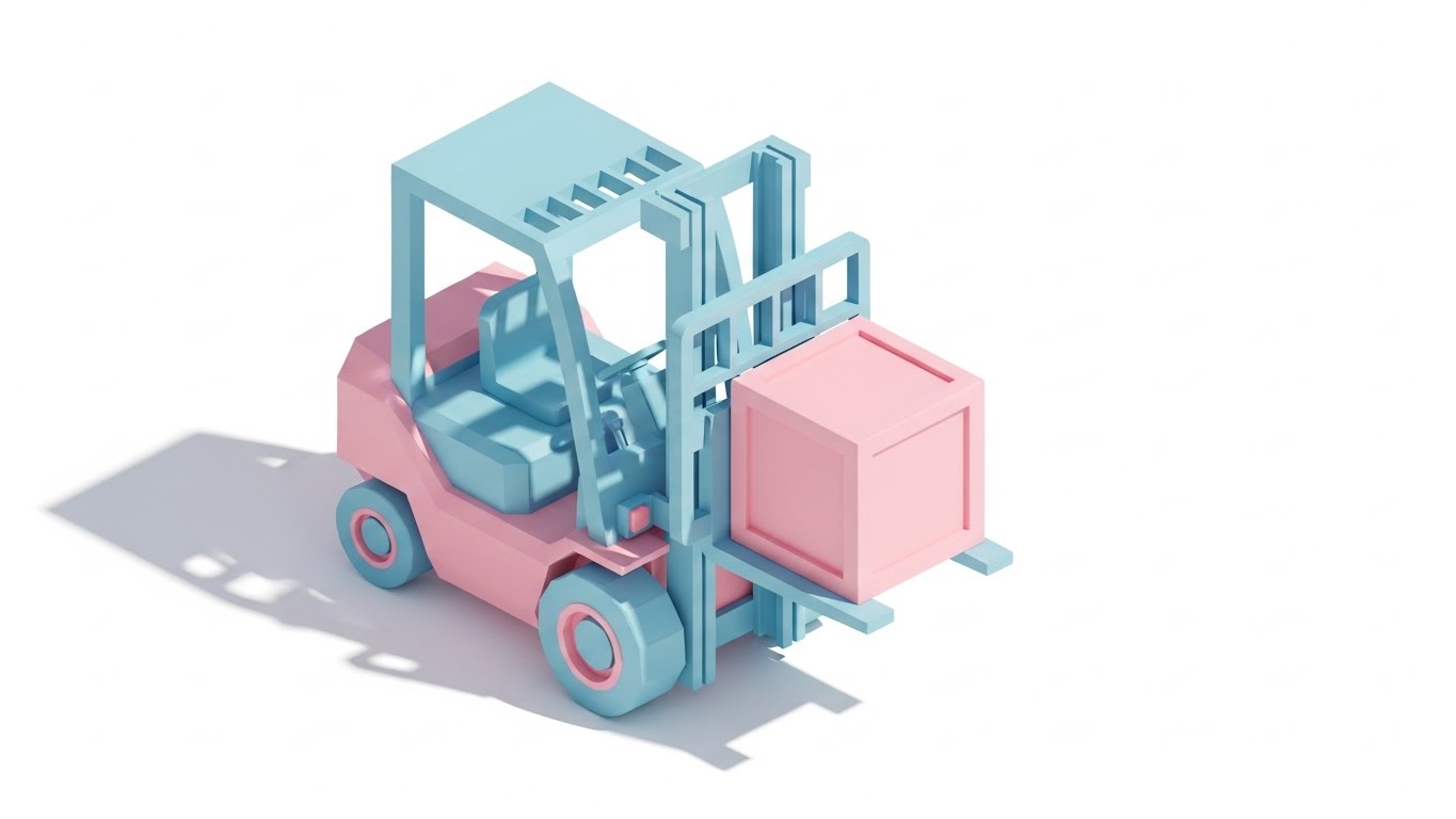 (Low-Poly 3D Modeling): Playful Forklift Asset + Lowers Intimidation Barriers