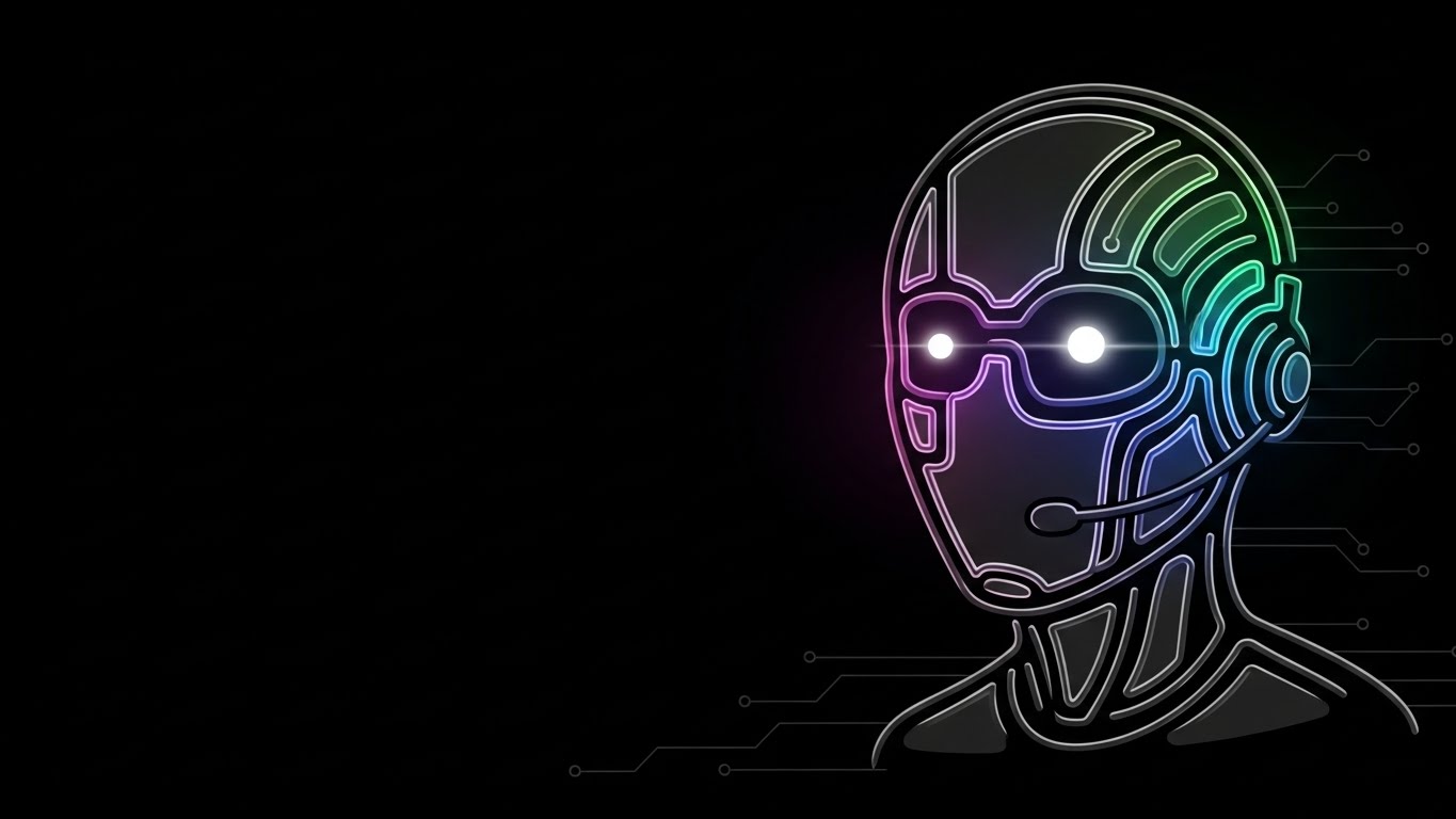 (Futuristic Neon): AI Support Interface + 24/7 Operational Uptime