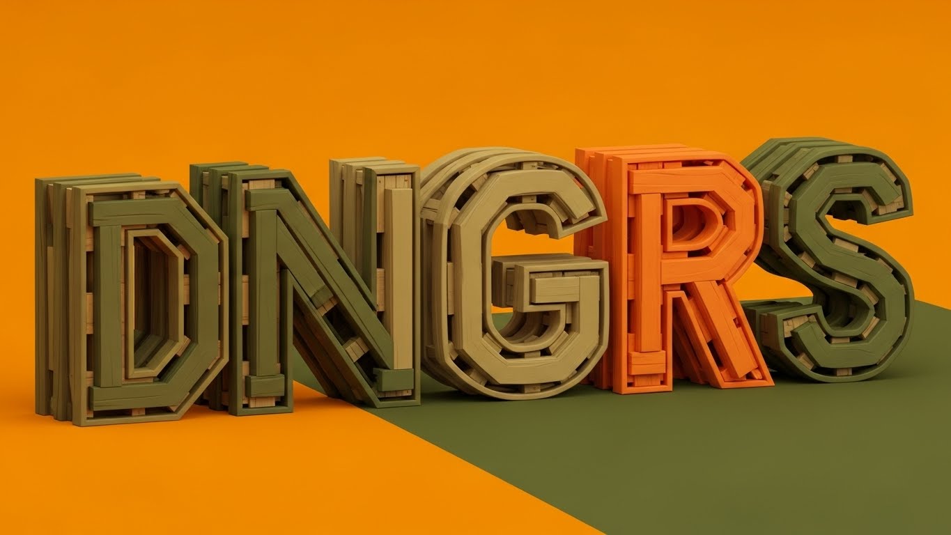 (Kinetic Typography): Structural Text + Industrial Scale Perception