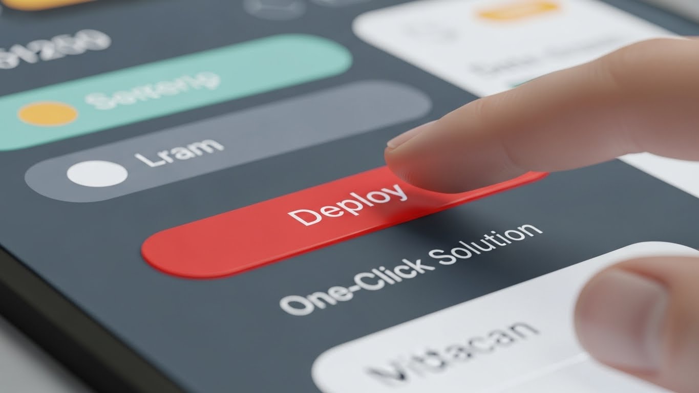 (Macro UI Micro-Interactions): Tactile Deployment emphasizing one-click execution ease