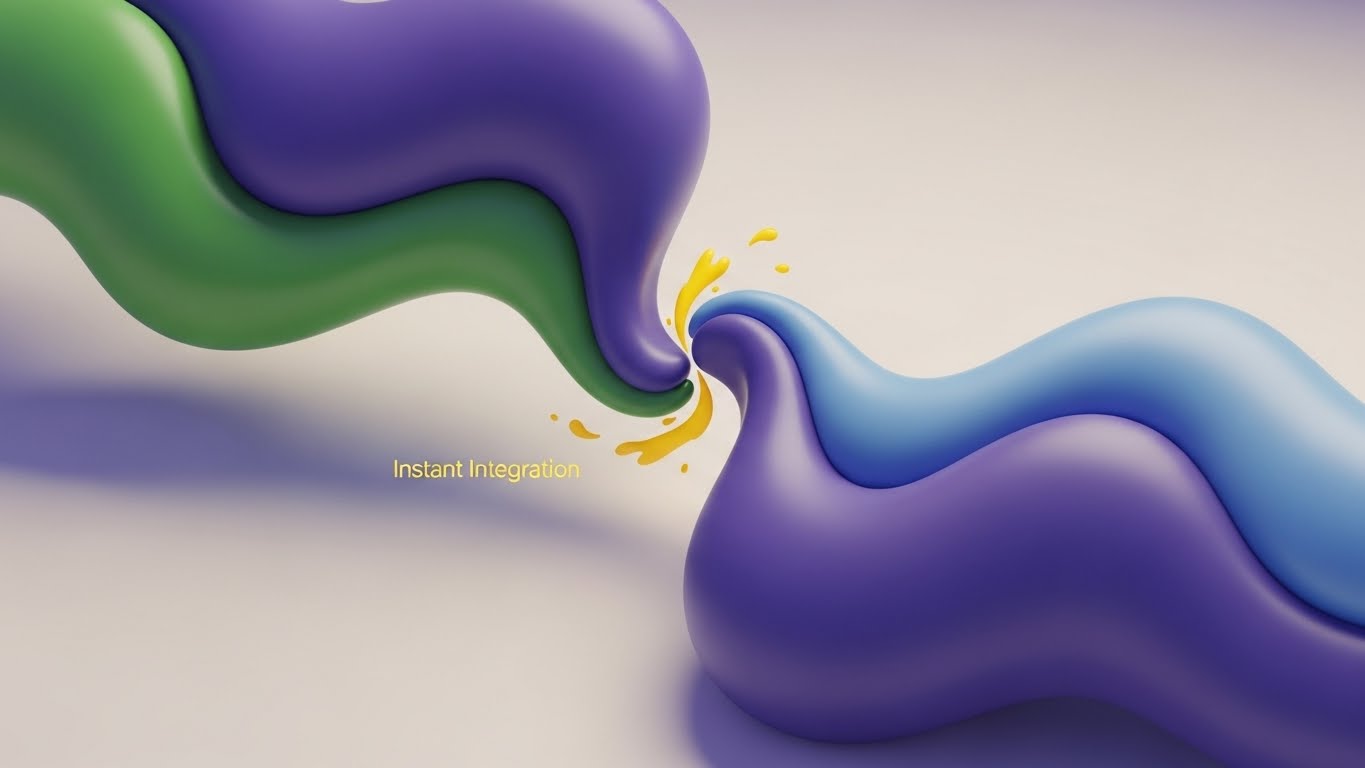(Abstract 2D flat vector organic): Fluid Merging delivering seamless instant integration