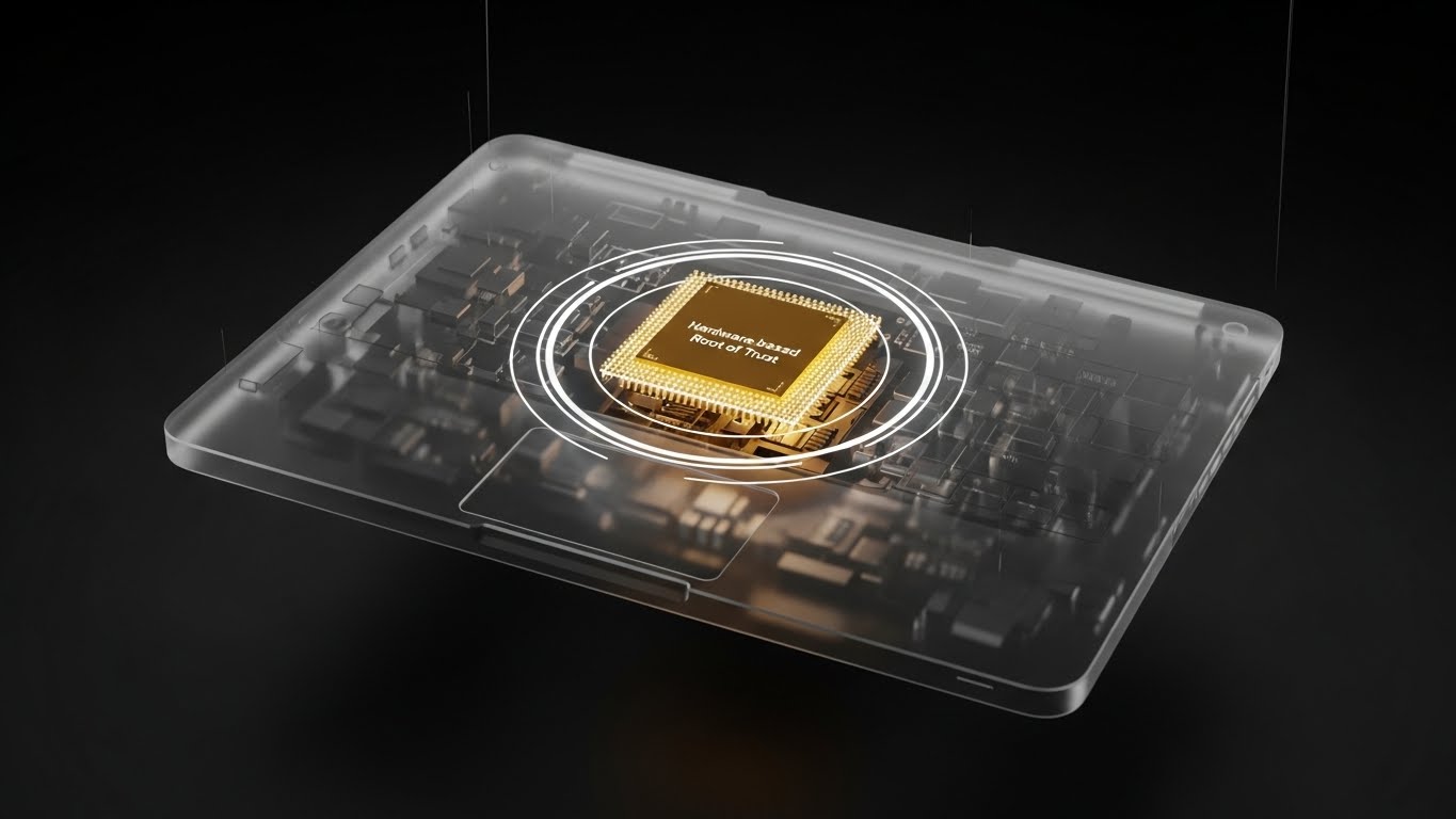 (3D X-Ray Visual): Gold Core Revealing Hardware Root of Trust