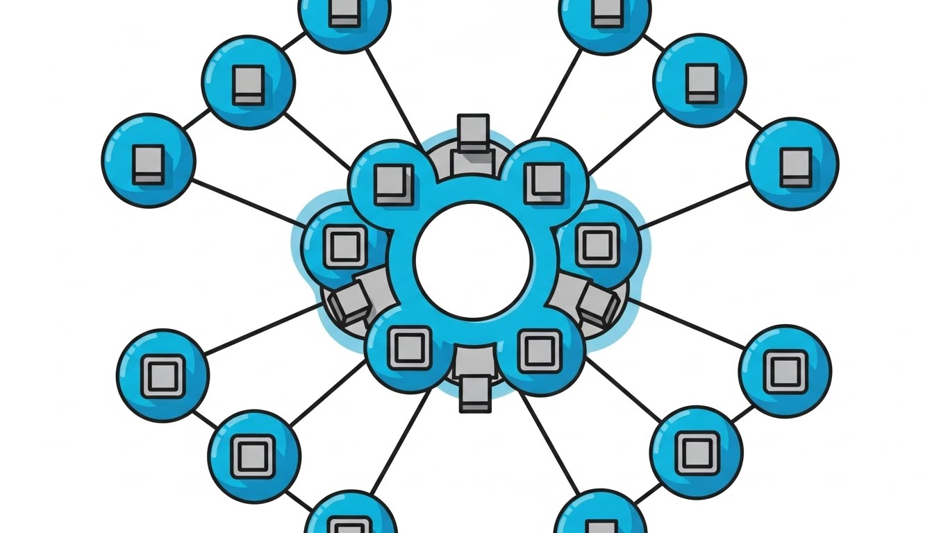 (Minimalist Flat 2D Vector): Cyan Bubbles Visualizing Micro-Segmentation