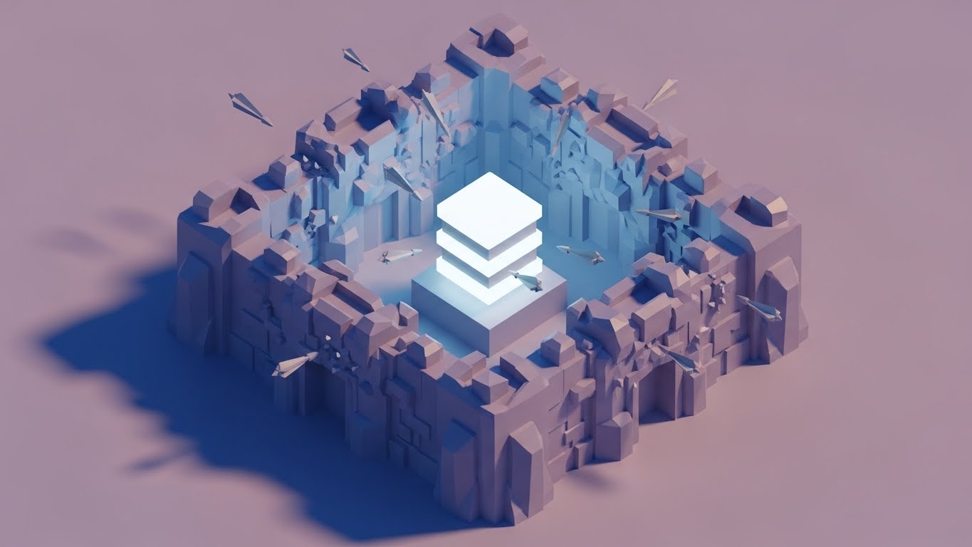 (Low-Poly 3D Modeling): Crystalline Fortress Visualizing Impenetrable Defense