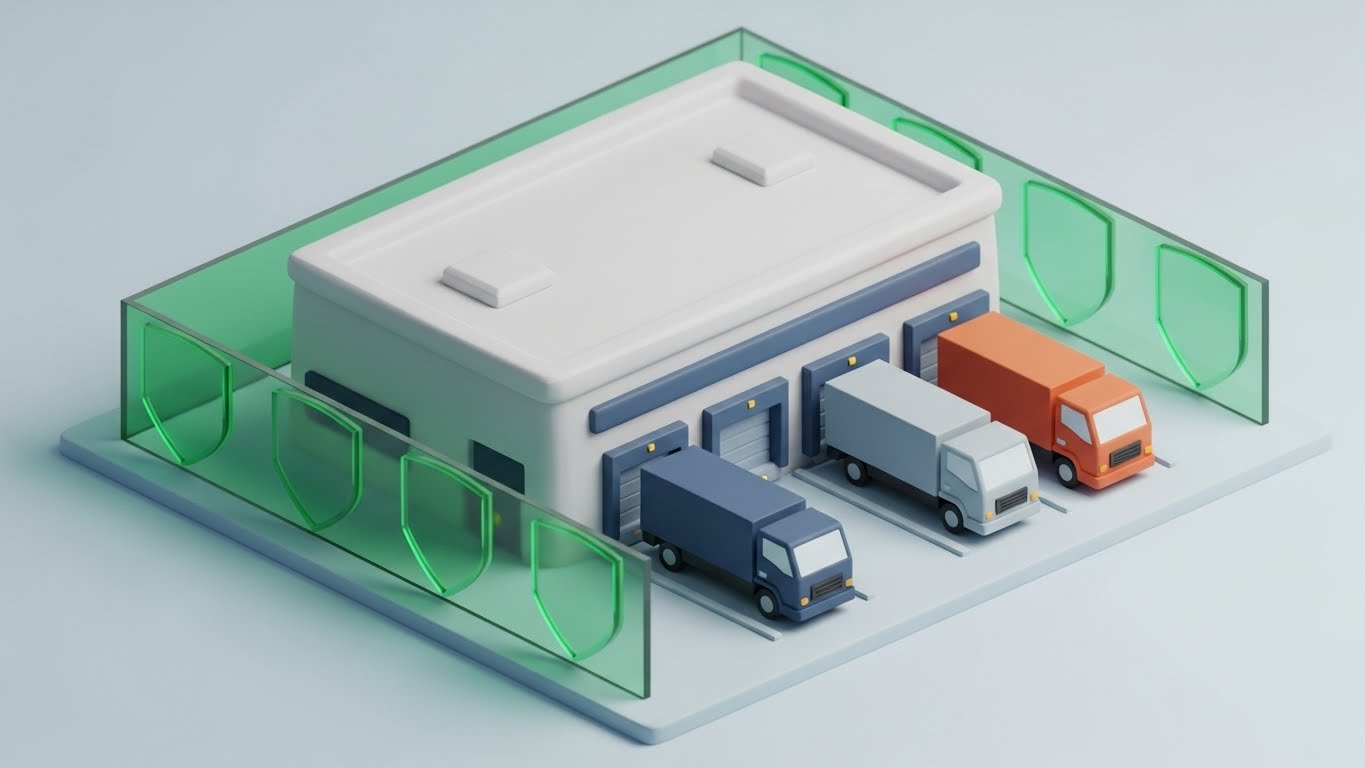 (Isometric 3D Workflow): Secure Perimeter – Visualizing Regulatory Compliance