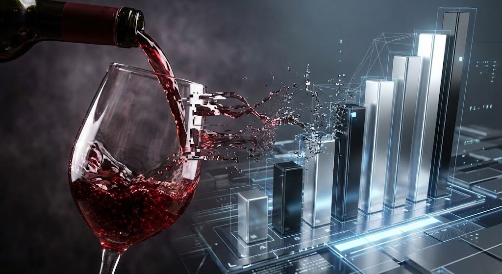 (AI generated mixed media): Liquid Analytics – Dynamic Data Visualization