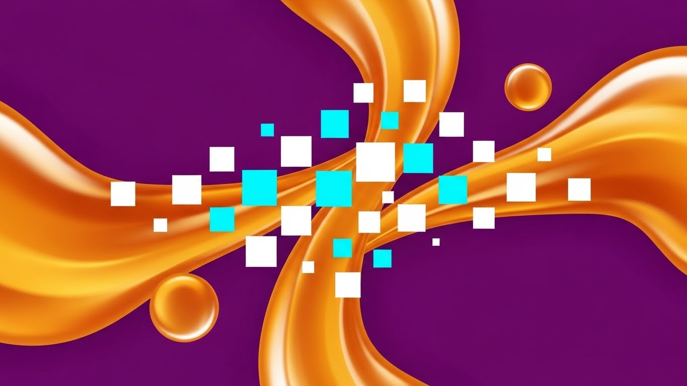 (Abstract 2D flat vector organic): Fluid Digitization – Seamless Supply Chain Integration