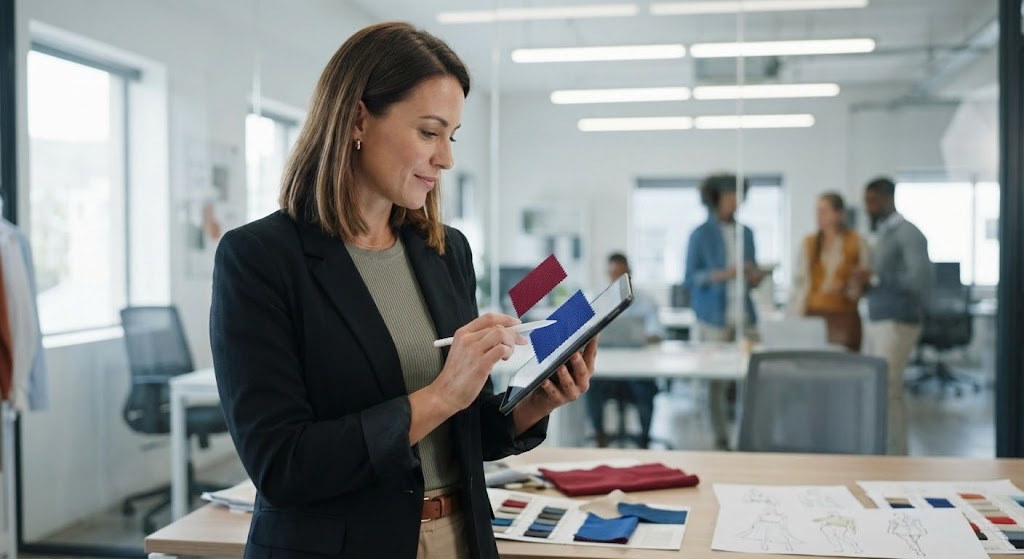 (Generative AI Realistic Character): Tablet Control — Humanizing Digital Merchandising