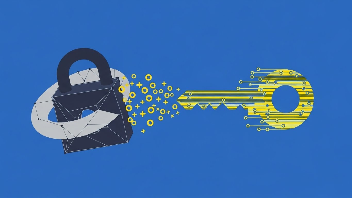 (Abstract 2D Motion Graphics): Lock & Key — Accessing Hidden Value