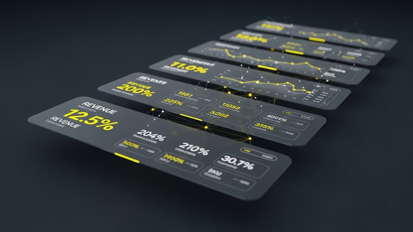 (3D Parallax UI): Layered Data Screens + Clarifying Metric Hierarchies