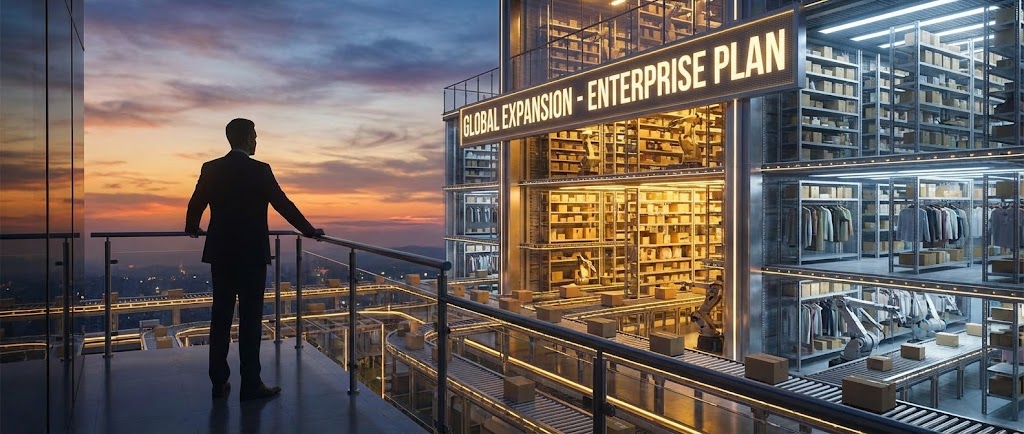 (Aspirational Stock Montage): Warehouse Horizon + Driving Upsell/Cross-sell