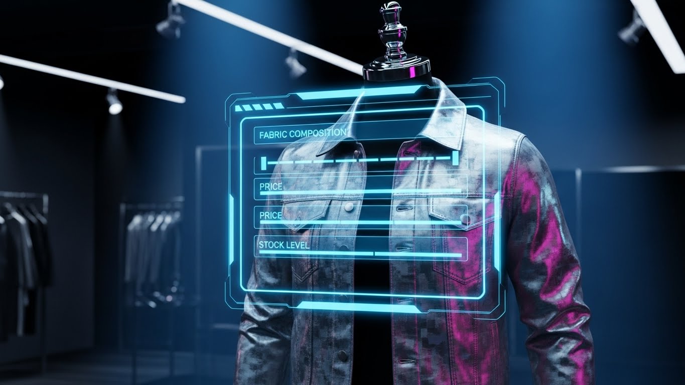 (Holographic UI over 3D): Data Overlay on Denim + Enriching Product Intelligence