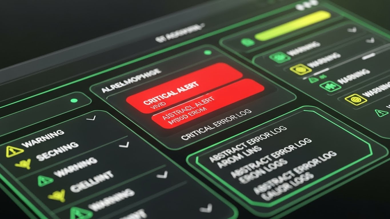 Dark Mode UI Showcase: Vivid Red Alert + Glassmorphism Precision