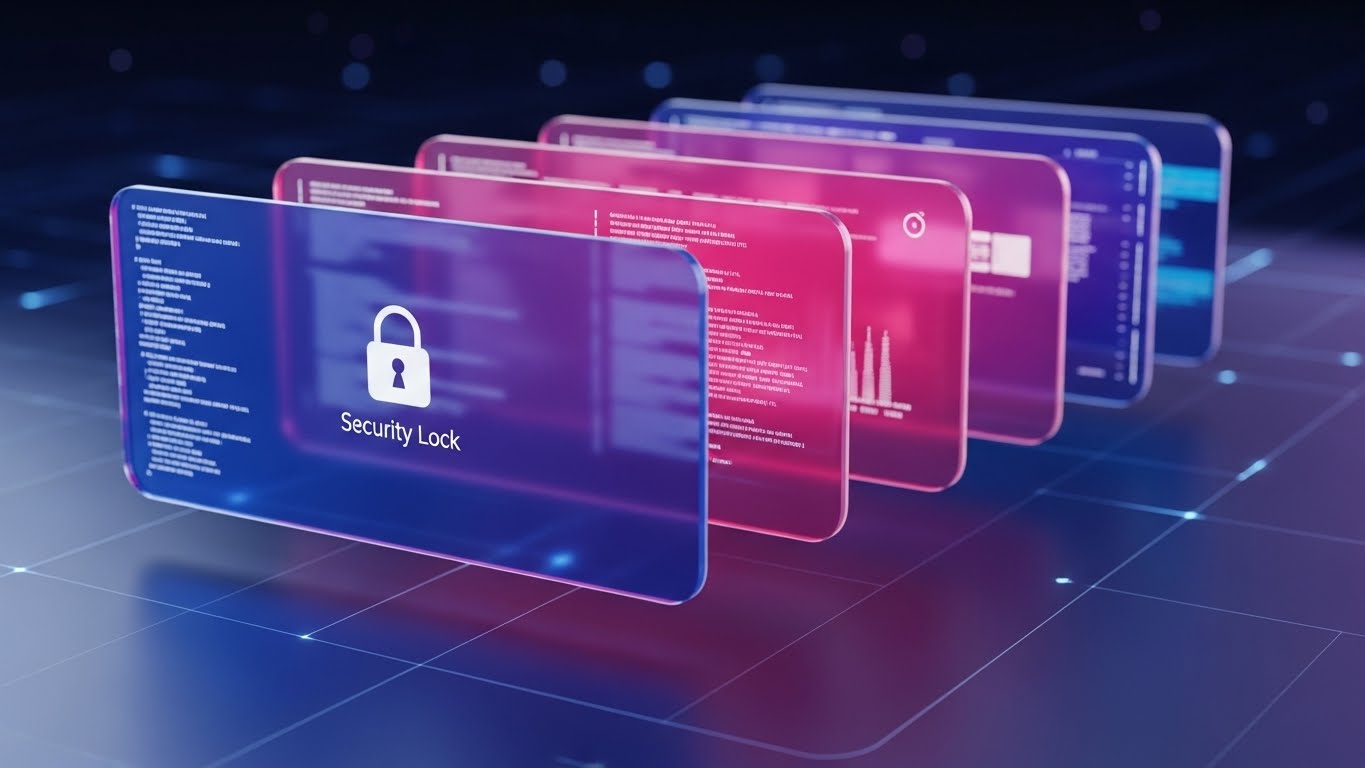 3D Parallax UI Presentation: Floating Glass Layers + Depth of Security