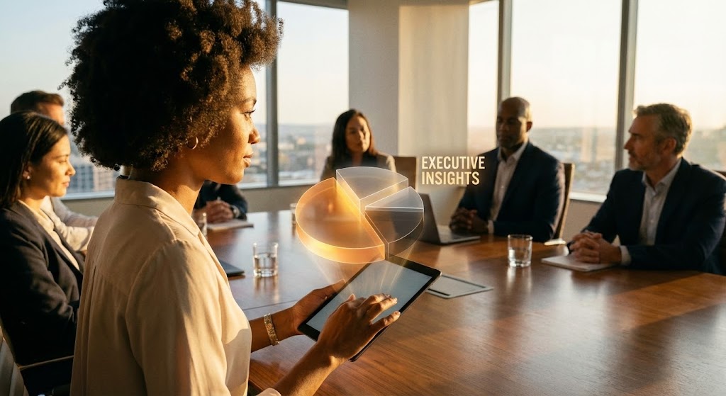 Lifestyle Stock with UI Overlay: Golden Hour Lighting + Floating 3D Metrics