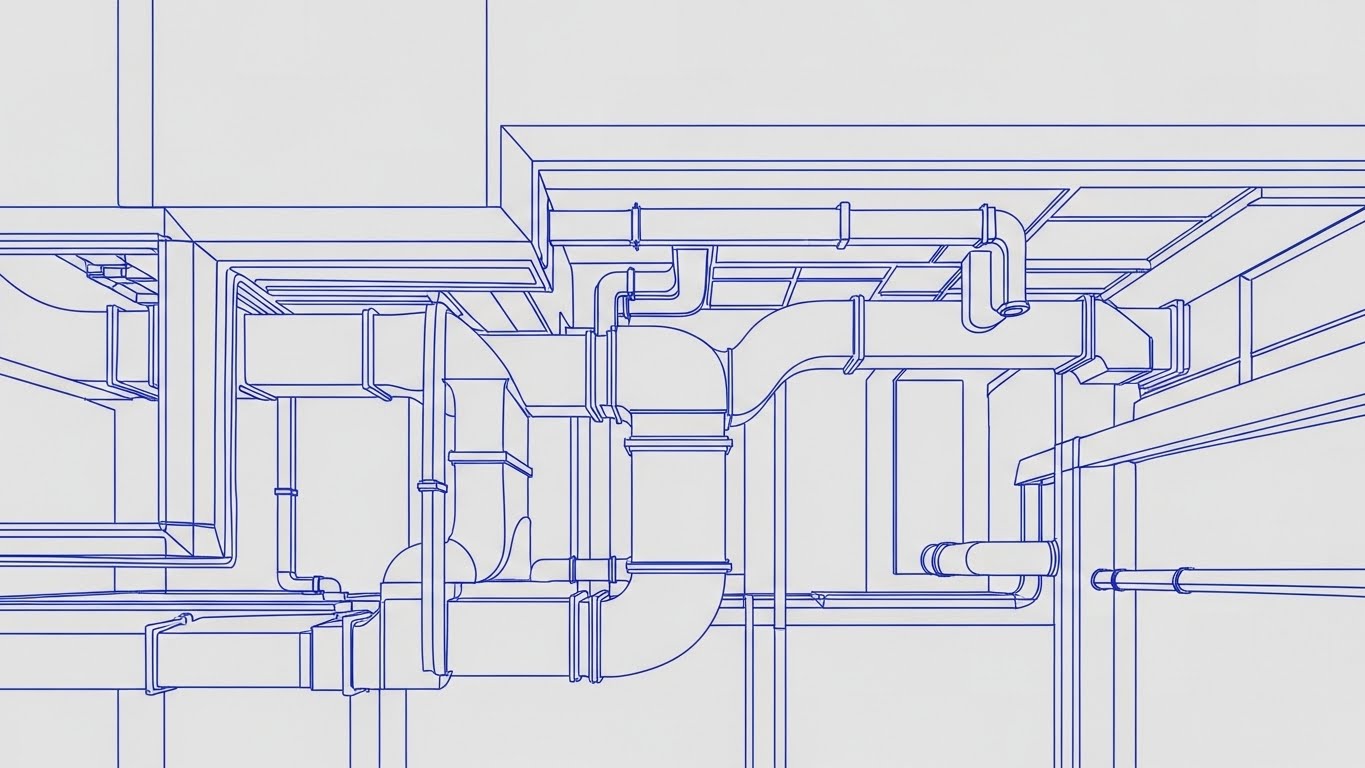2D Line Art Animation: Electric Blue Schematics + Invisible Infrastructure