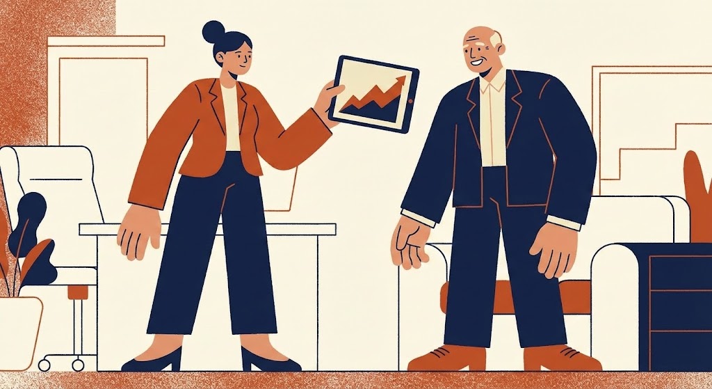 2D Character-Driven Story: Warm Office Palette + ROI Dialogue