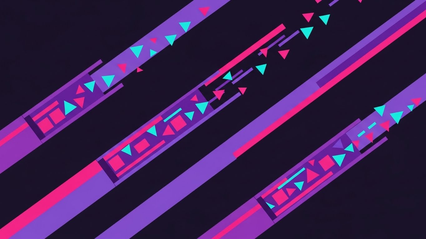 Abstract 2D Motion: Neon Data Stream + High-Speed Grid