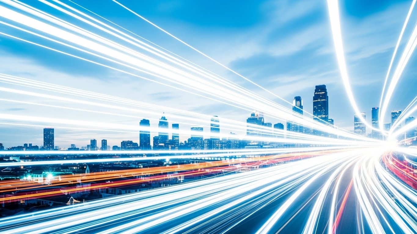 (Hyper-lapse Stock Footage with Data): City Data Streams - Indispensable Infrastructure