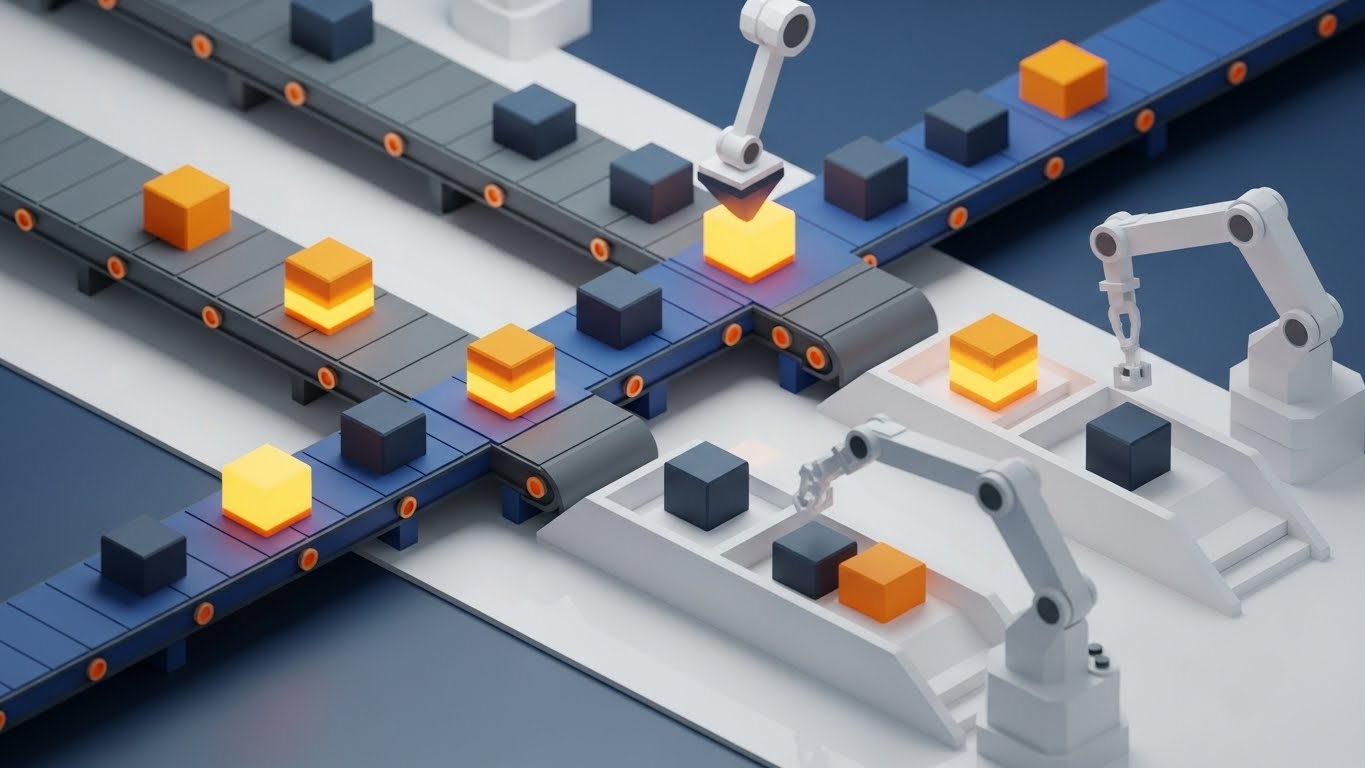 (Isometric 3D Workflow): Digital Twin demonstrates Automated Routing Logic