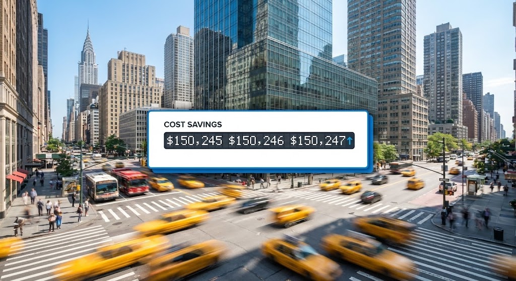 (Hyper-lapse with Data): City Ticker demonstrates Real-World Financial Velocity