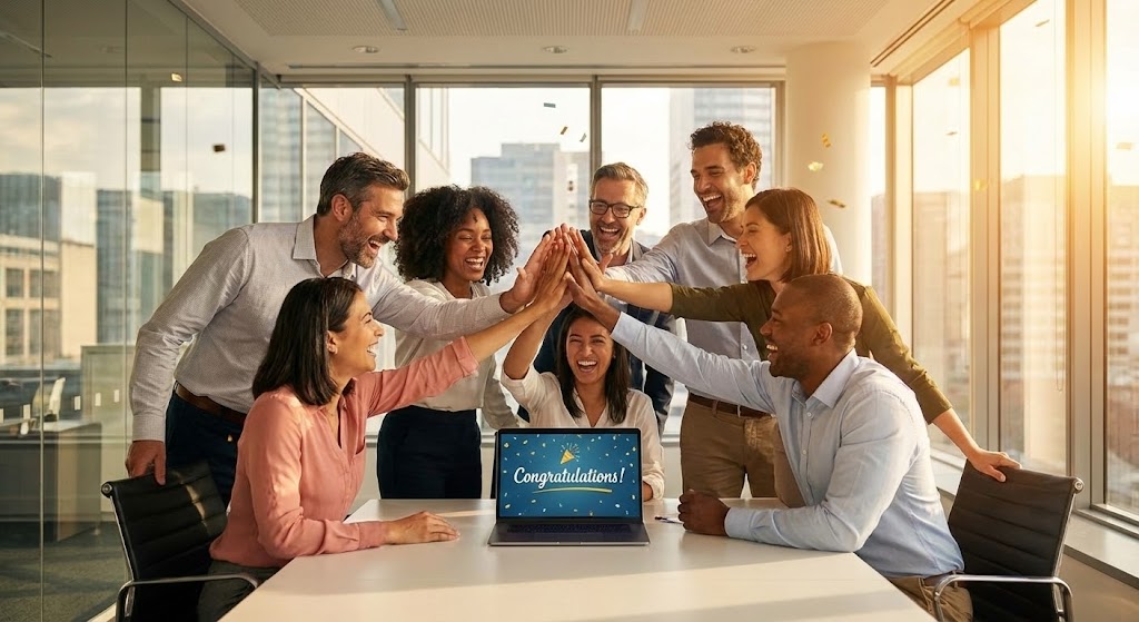 (Aspirational Stock Montage): Team Celebration + Inspiring Advocacy