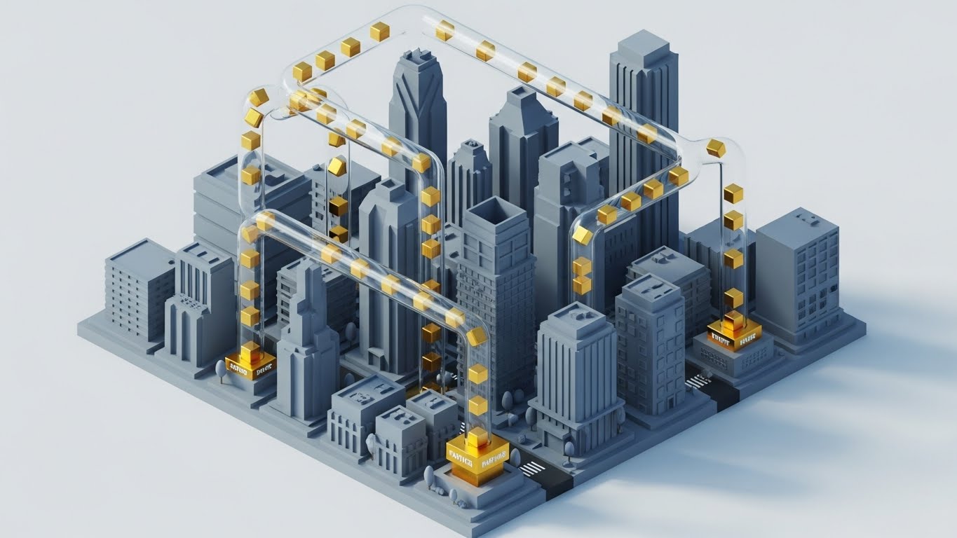 (Isometric 3D Workflow): Tangible Allocation + Transparent MDF Flow