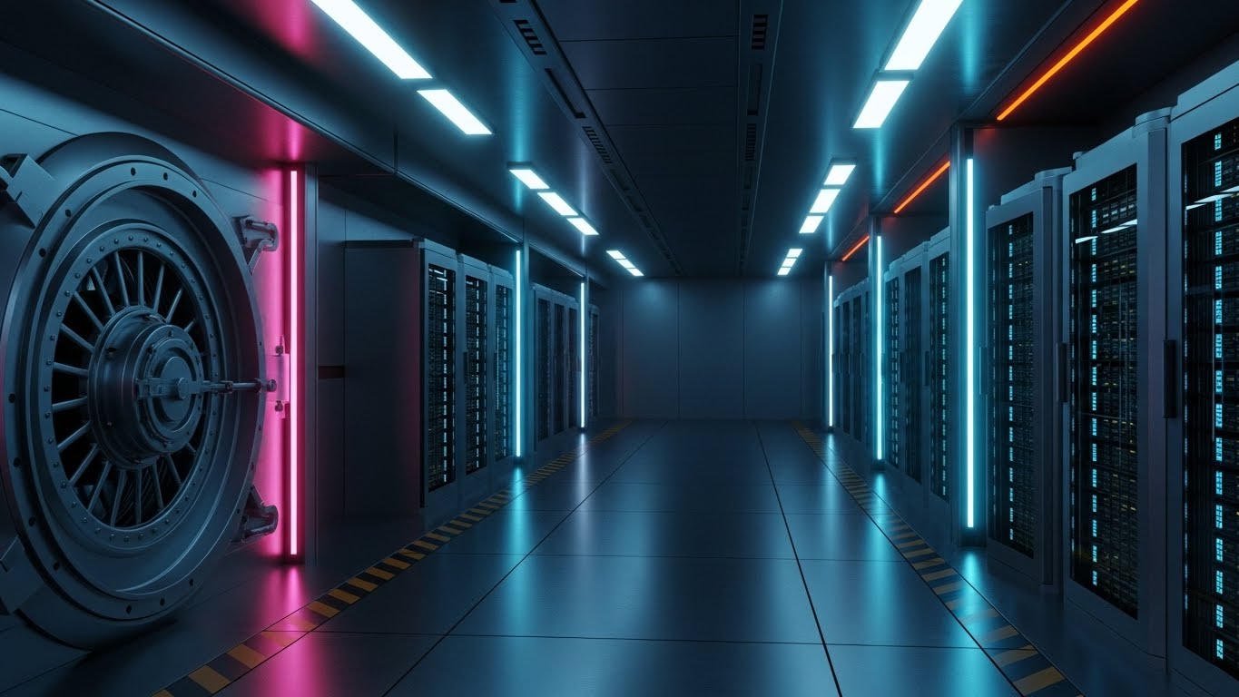 (Photorealistic 3D): Enterprise Vault + Data Sovereignty
