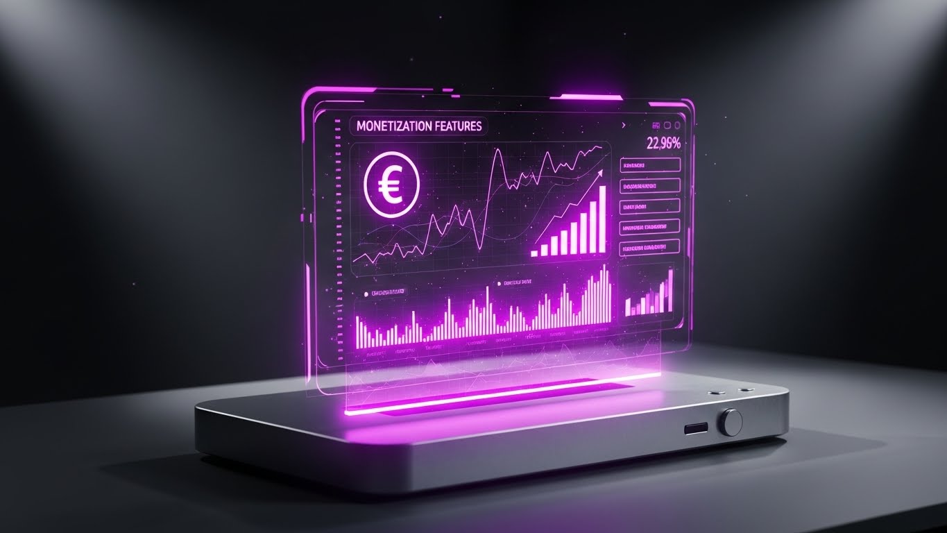 (Holographic UI over 3D Render): Value Projection + Driving Feature Adoption