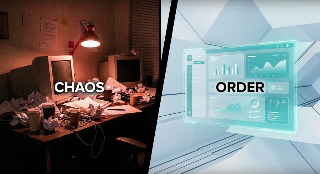 (Split Screen: Optimized Reality and UI): Binary Contrast + Visualizing Operational Order