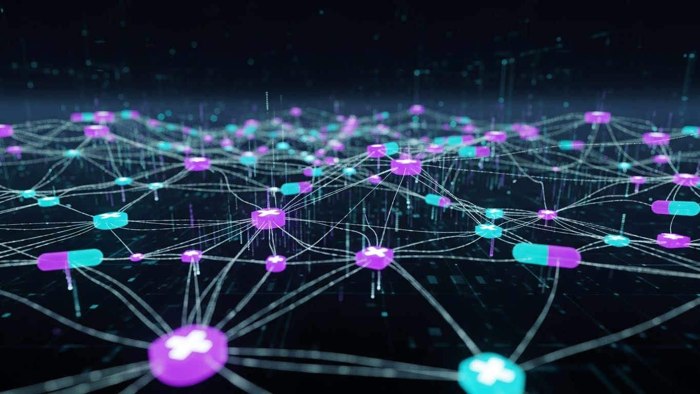 (Abstract 3D AI Visualization): Neural Web + The Medical Intelligence Core