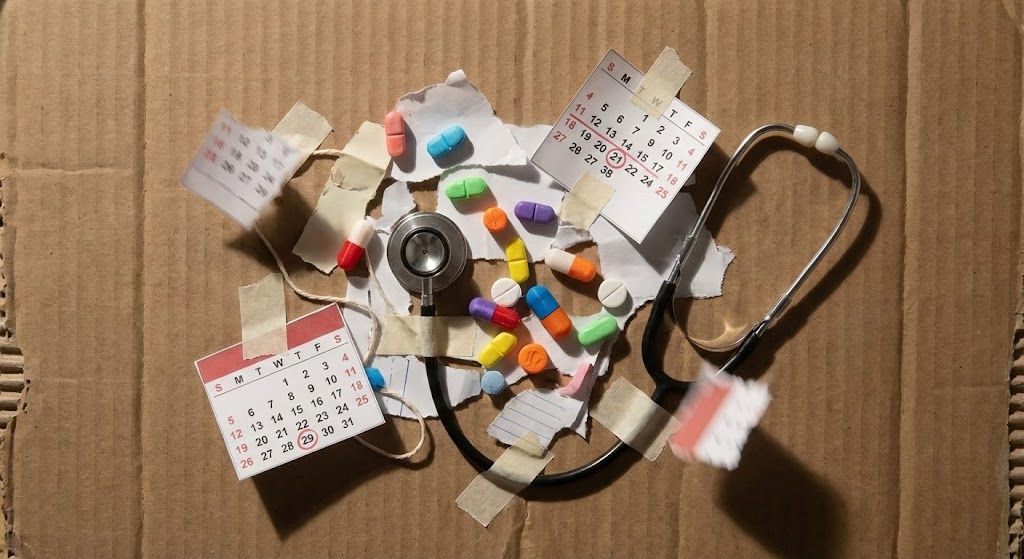 (Mixed Media Collage): Texture & Tools + Visualizing the Reality of Care