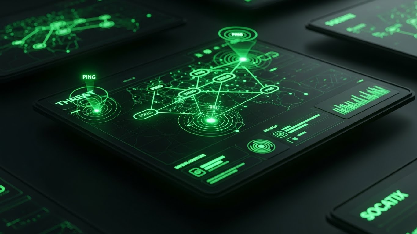 (Dark Mode UI Showcase): Neon Contrast - High-Visibility Threat Mapping