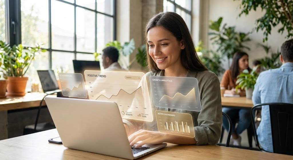 (Lifestyle Stock + UI): Holographic Workspace – Integrating Data into Reality