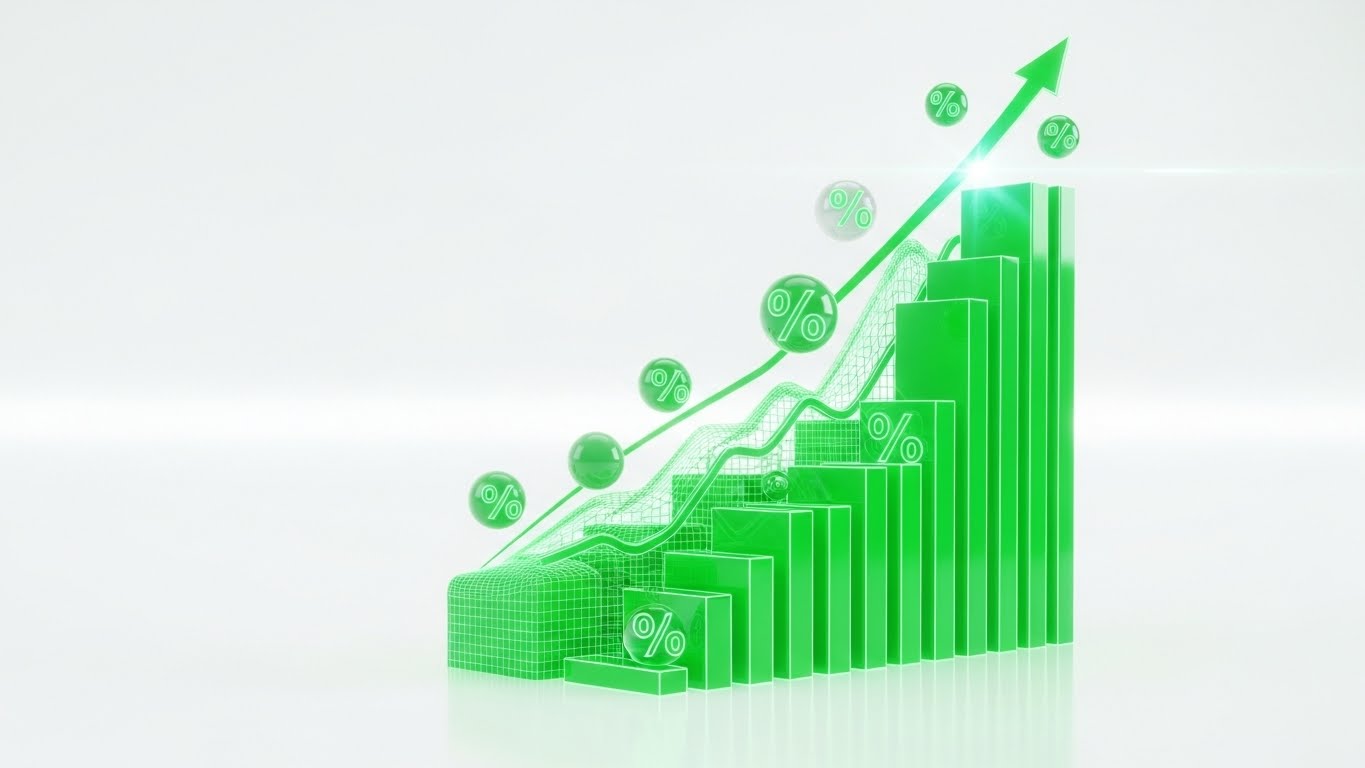 (Dynamic Data Vis): Neon Green Wireframes – Demonstrating Metric Growth ROI
